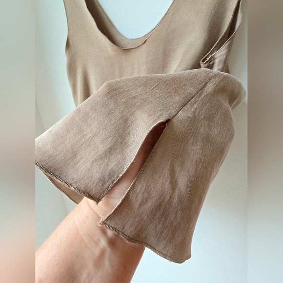 ZARA COFFEE CAPUCCINO BROWN LEOCELL TANK Sleeveless Top Size M - Picture 4 of 6